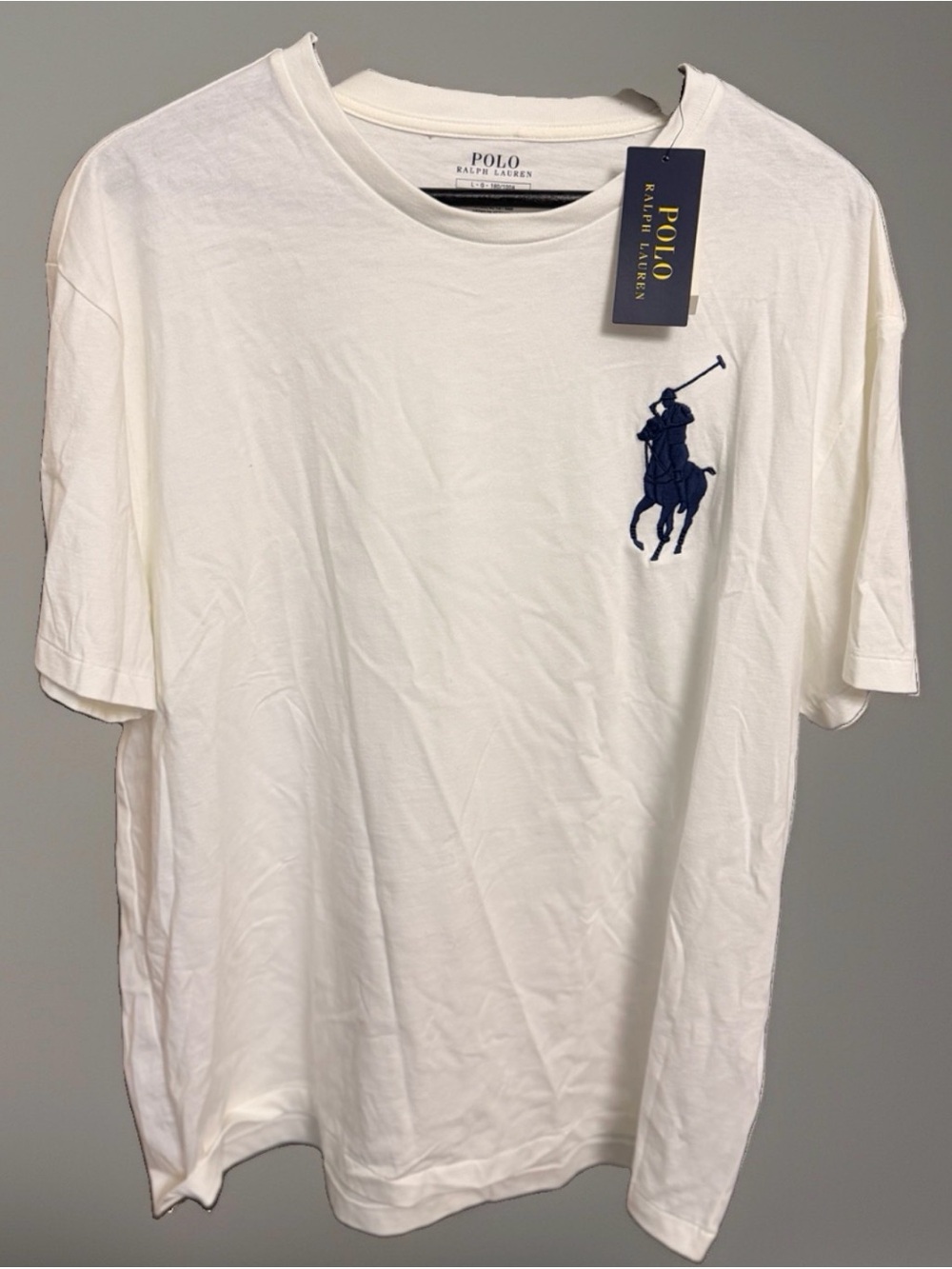 Polo by Ralph Lauren White Tee with Navy Polo Player Logo